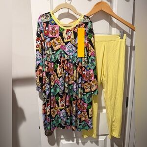Paw Patrol Bamboo Dress and Yellow Leggings Set size 6-7 NWT